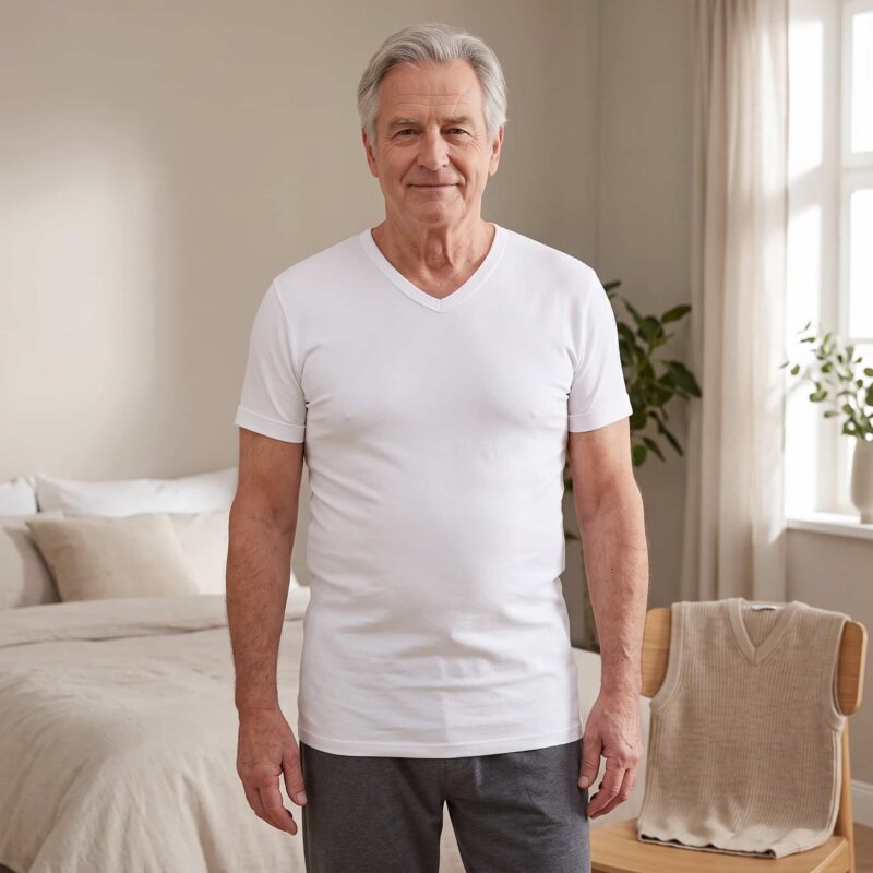 Beeren Extra Lang T-Shirt V-hals M3000 Wit - Afbeelding 5