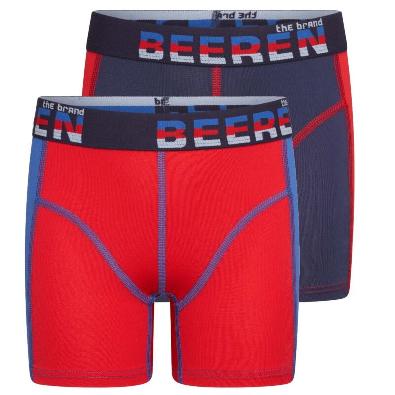 Beeren 2-Pack Mix and Match Jongens boxershorts Blauw Rood